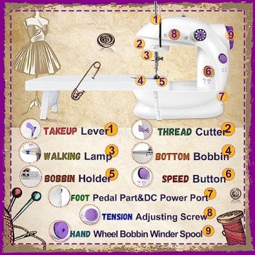 Portable Sewing Machine for Beginners with Extension Table
