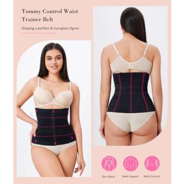 Nebility Women's Waist Trainer Tummy Control Waist Cincher Slim Body Shaper (Black, M)