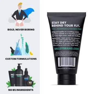 Ballsy Anti-Chafing, Anti-Itch Groin Deodorant for Men - Quick Drying Liquid Powder