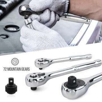 Amazon Basics Mechanic Tool Set with Case, Anti-Corrosion, SAE and Metric sizes 145-Piece