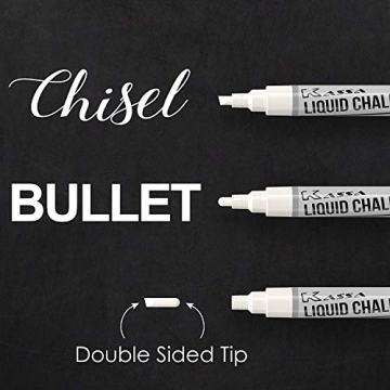 Kassa White Chalk Markers - Erasable & Dust-Free Set