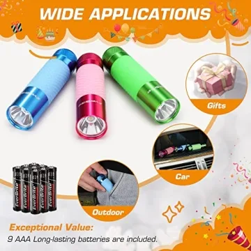 EverBrite Mini LED Flashlights - 3-Pack Glow in Dark