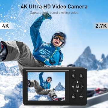 64MP Digital Camera with 5X Optical Zoom and 4K Video