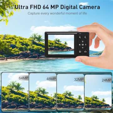 64MP Digital Camera with 5X Optical Zoom and 4K Video