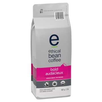 Bold Ethical Bean Coffee: Dark Roast Whole Bean Coffee - USDA Certified Organic Coffee, Fair Trade Certified - 2 lb Coffee Bag (908 g)