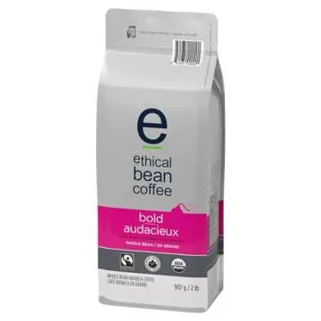 Bold Ethical Bean Coffee: Dark Roast Whole Bean Coffee - USDA Certified Organic Coffee, Fair Trade Certified - 2 lb Coffee Bag (908 g)