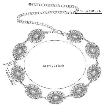 Topbuti Western Oval Concho Chain Belt for Women – Durable Metal Waist Chain