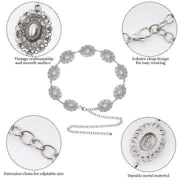 Topbuti Western Oval Concho Chain Belt for Women