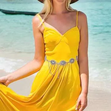 Topbuti Western Oval Concho Chain Belt for Women