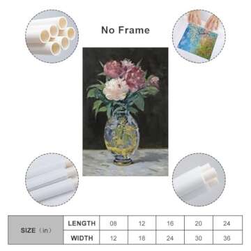 Édouard Manet Peony Art Poster Canvas Painting Decor Wall Print Photo Gifts Home Modern Decorative ...