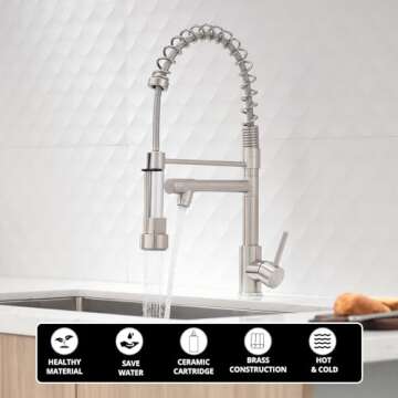 AIMADI Kitchen Faucet with Pull Down Sprayer,Commercial Stainless Steel Pull Down Sprayer Kitchen Fa...