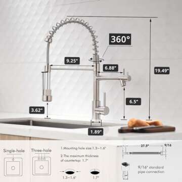 AIMADI Kitchen Faucet with Pull Down Sprayer,Commercial Stainless Steel Pull Down Sprayer Kitchen Faucet Single Hole Single Handle RV Laundry Outdoor Kitchen Sink Faucets