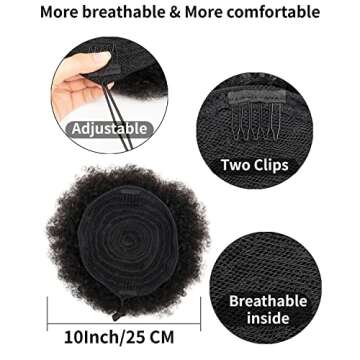 Afro Puffs Drawstring Ponytail Hair Bun Human Hairpieces Updo Hair Puff Short Kinky Curly Hair Puffs fand Children Afro Kinky Clip In Ponytail Extensions Human Hair Pieces 1 Pieces