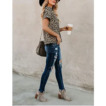 BMJL Women's Leopard Print Summer Blouse - Soft & Stylish