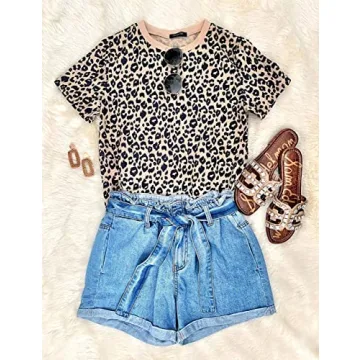 BMJL Women's Leopard Print Summer Blouse - Soft & Stylish