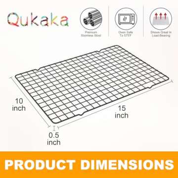 2PCS Cooling Racks for Cooking and Baking - 10" x 15"Heavy Duty Stainless Steel Wire Rack for Baking, Grilling, Roasting - Oven & Dishwasher Safe - Fits Jelly Roll Sheet Pan（Black）