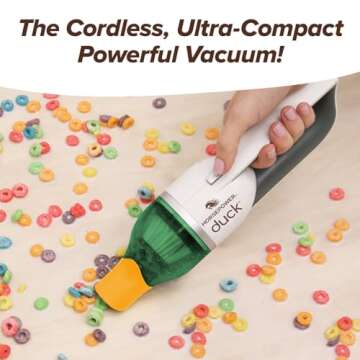 Duck Compact Cordless Vacuum by Horsepower, Ultra-Powerful, Strong Suction, AS-SEEN-ON-TV, Easy To S...