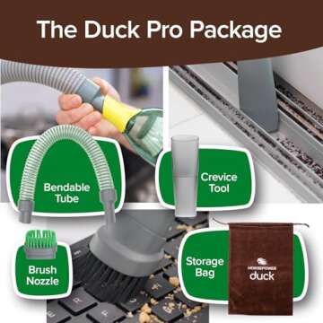 Duck Compact Cordless Vacuum by Horsepower, Ultra-Powerful, Strong Suction, AS-SEEN-ON-TV, Easy To Store, Rechargeable. Home, Auto, Pet Hair, Fits In Tiny Crevices, Includes Hose, Crevice Tool & Brush