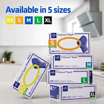 Medline FitGuard Touch Nitrile Exam Gloves, 300 Count, Medium, Powder Free, Disposable, Not Made with Natural Rubber Latex, Excellent Sense of Touch for Medical Tasks, Durable for Household Chores