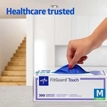 Medline FitGuard Touch Nitrile Exam Gloves, 300 Count, Medium, Powder Free, Disposable, Not Made with Natural Rubber Latex, Excellent Sense of Touch for Medical Tasks, Durable for Household Chores