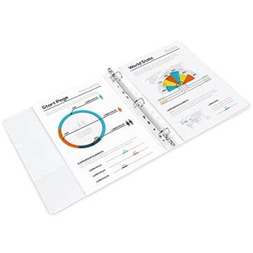 Amazon Basics 3 Ring Binder with Durable 1 Inch D-Ring and Clear Overlay for Storage and Organization, Pack of 4, White