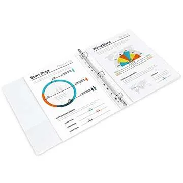 Amazon Basics 3 Ring Binder with Durable 1 Inch D-Ring and Clear Overlay for Storage and Organization, Pack of 4, White