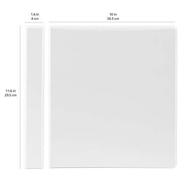 Amazon Basics 3 Ring Binder with Durable 1 Inch D-Ring and Clear Overlay for Storage and Organization, Pack of 4, White