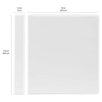 Amazon Basics 3 Ring Binder with Durable 1 Inch D-Ring and Clear Overlay for Storage and Organization, Pack of 4, White