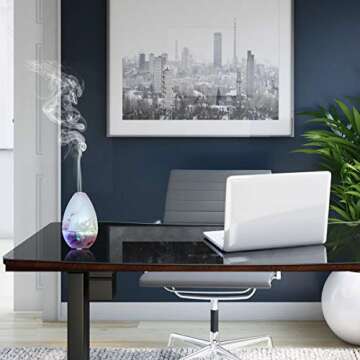 Essential oil diffuser, 120 ml Easter egg mist blue glass Aromatherapy diffuser, ultrasonic seven-color LED night lamp, guest room, indoor office, Yoga Hot spring.