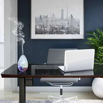 Essential oil diffuser, 120 ml Easter egg mist blue glass Aromatherapy diffuser, ultrasonic seven-color LED night lamp, guest room, indoor office, Yoga Hot spring.