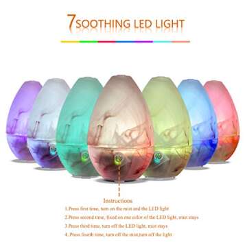 Essential oil diffuser, 120 ml Easter egg mist blue glass Aromatherapy diffuser, ultrasonic seven-color LED night lamp, guest room, indoor office, Yoga Hot spring.