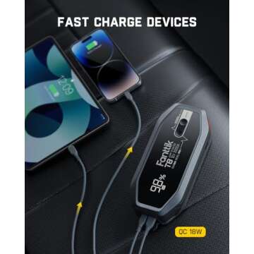 FANTTIK T8 2000 Amps Jump Starter,12000mAh Car Battery Pack for Up to 7.0L Gasoline and 5.0L Diesel Engines with LED Display,30W Fast Charging, 12V Extreme Safe Lithium Jump Starter