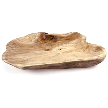 EWIEGEER Hand-Carved Natural Wooden Serving Tray, 12"-13" for Fruits and Snacks