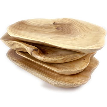 EWIEGEER Hand-Carved Wooden Serving Tray for Fruits