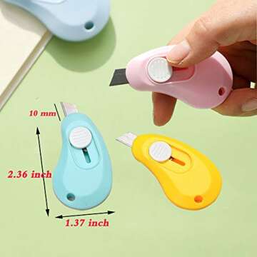 Kawaii 12 Pcs Mini Utility Knives Box Cutter Set