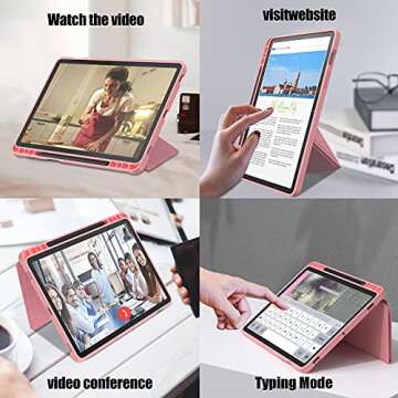 E NET-CASE Case for Samsung Galaxy Tab S8 /Tab S7 11 inch(Model SM-X700/X706/T870/T875/T876) Multi-Viewing Angles Cover for Samsung Tab S8 /S7 11 Inch Tablet with Pencil Holder (Pink)