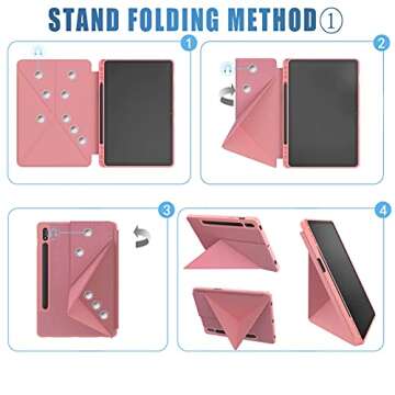 E NET-CASE Case for Samsung Galaxy Tab S8 /Tab S7 11 inch(Model SM-X700/X706/T870/T875/T876) Multi-Viewing Angles Cover for Samsung Tab S8 /S7 11 Inch Tablet with Pencil Holder (Pink)