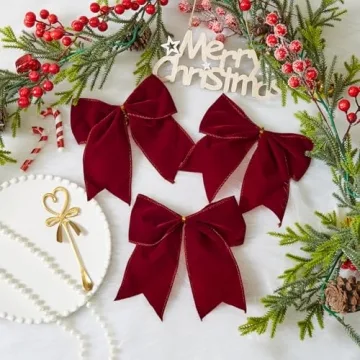 Ohapishop 15 Velvet Christmas Bows for Elegant Decor
