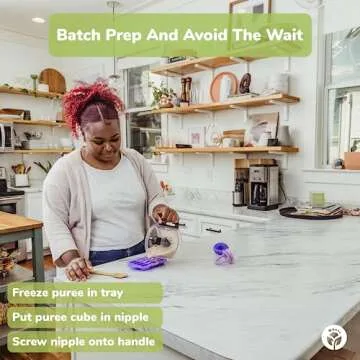 WeeSprout Silicone Baby Food Feeders + Freezer Tray for Batch Prep, Set of 2, Introduce New Foods Safely, Double as Teething Toys, Includes 2 Extra Pouches & Travel Lids, Dishwasher Safe