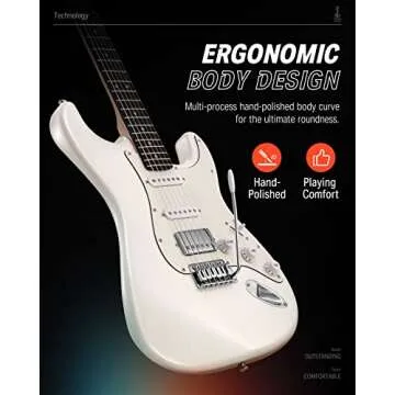 Donner Electric Guitar, DST-152 39" Electric Guitar Starter Kit HSS Pickup Coil Split, with Amp, Bag, Accessories, Polar White