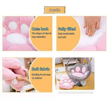 Cute Seat Cushion,Seat Pad,Cat Paw Cushion,Cat Paw Shape Lazy Sofa Office Chair Cushion, Kawaii Plush Floor Mat Seat Cushions for Dining Room Chairs (Pink, 24×28×3.9in)