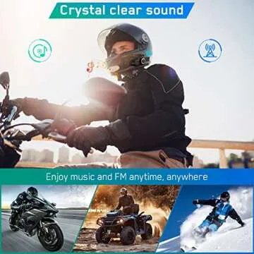 MAXTO Motorcycle Bluetooth Headset with Camera 1080P HD, M3 Upgraded 360°Adjustable Clip, 6 Riders 3280Ft Motorcycle Communication Systems Group Intercoms, WiFi Transit/FM funtion, IP65 Waterproof