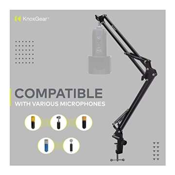 Knox Gear Microphone Suspension Studio and Home Recording Podcasting Mic Stand (Fits All Microphones...