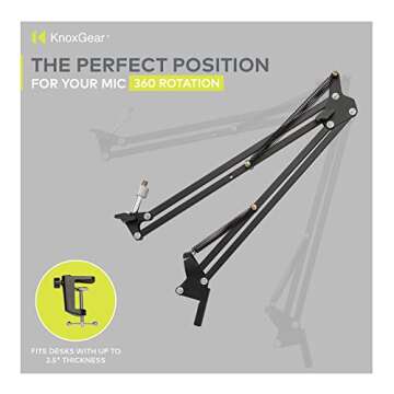 Knox Gear Microphone Suspension Studio and Home Recording Podcasting Mic Stand (Fits All Microphones and Shock Mounts)
