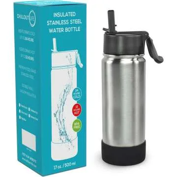 17 oz Insulated Water Bottle with Straw Lid & Stickers