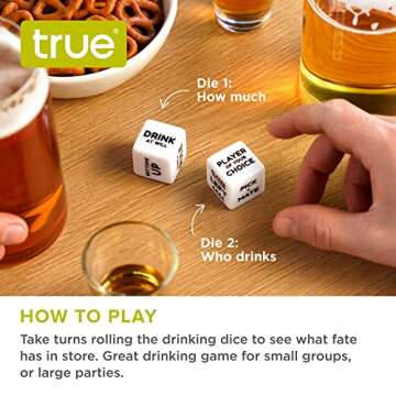True Drinking Dice - Adult Party Games Drinking - Fun Drinking Games for Parties - Includes 2 Dice w...