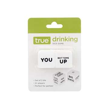 True Drinking Dice - Adult Party Games Drinking - Fun Drinking Games for Parties - Includes 2 Dice with Instructions - 2+ Players Dice Drinking Game