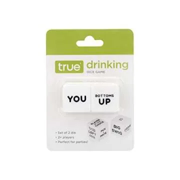 True Drinking Dice - Adult Party Games Drinking - Fun Drinking Games for Parties - Includes 2 Dice with Instructions - 2+ Players Dice Drinking Game