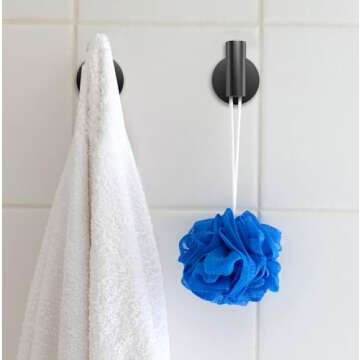 2 Pack Bathroom Towel Hooks Wall Mount Hooks Matte Black Towel Racks Coat Hooks, Heavy Duty Robe Hoo...