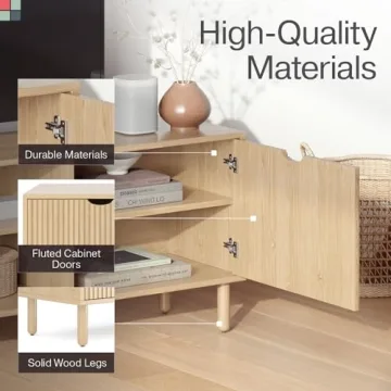 70 Inch Contemporary Fluted TV Stand with Storage